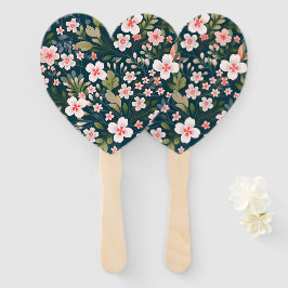 Leque Padrão Floral Rosa e Branco Elegante