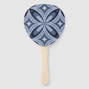Leque Padrão Geométrico Azul Estilo Retro