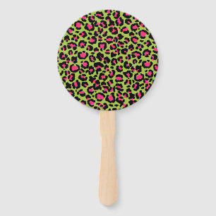 Leque Padrão-leopardo em framboesa no Verde limão