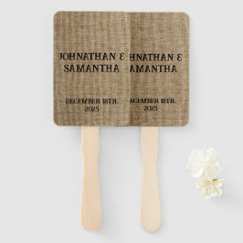 Leque Padrão personalizado de burlap natural do casament