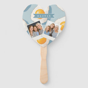 Leque Padrão Personalizado de Ovo Frito Divertido Azul E