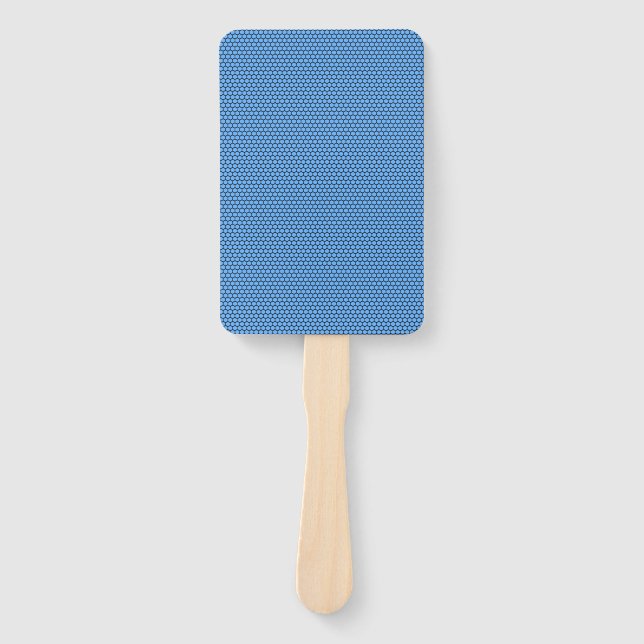 Leque Padrão Preto Azul Hexágono (Frente)