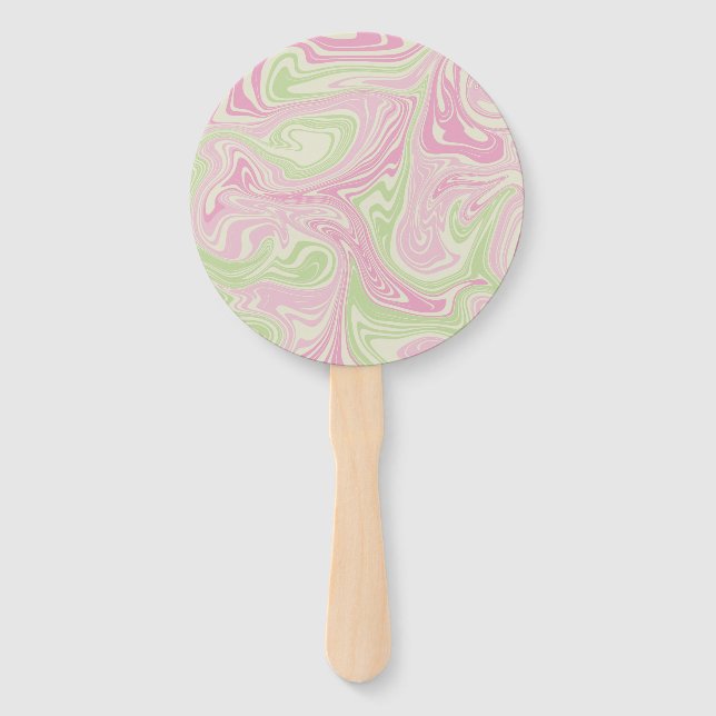 Leque Padrão Rosa Verde Suave Líquido (Frente)
