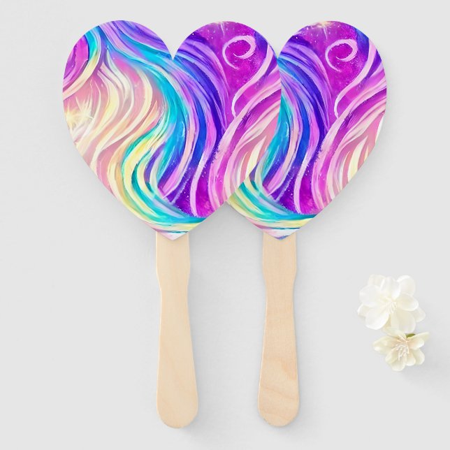 Leque Padrão Suave Colorido (Frente e Verso)