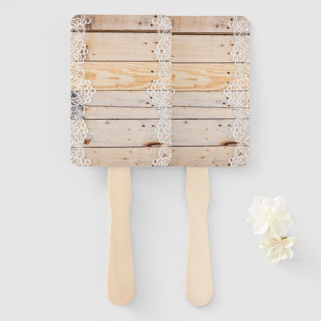 Leque Painel De Madeira Leve Com Lace Branco (Frente e Verso)