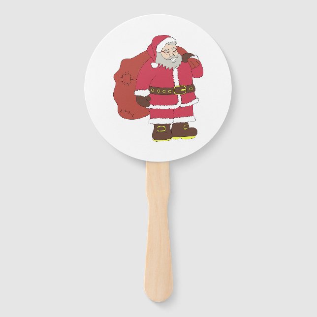 Leque Papai Noel em vermelho com saco de presentes e ócu (Frente)
