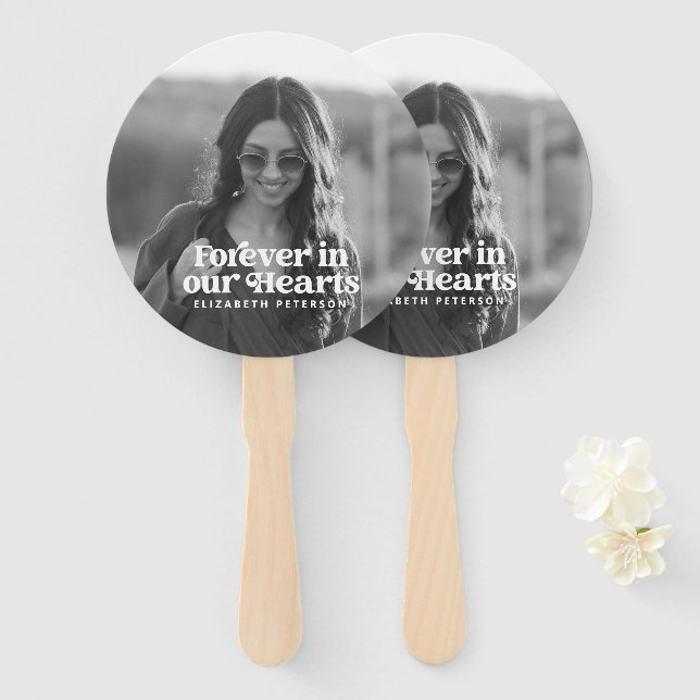 Leque Para sempre em nosso Simples Memorial Personalizad (Frente e Verso)