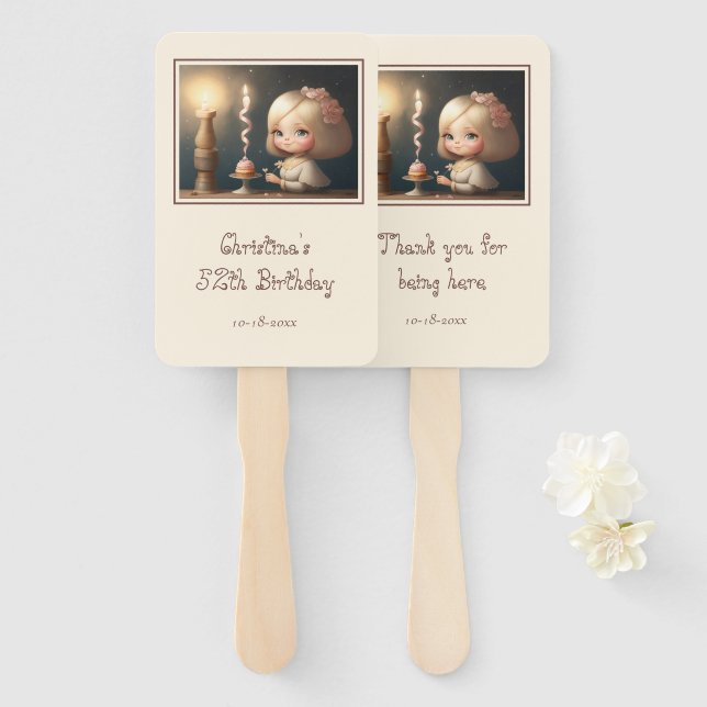 Leque Parabéns, garota 01 (Frente e Verso)