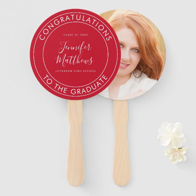 Leque Parabéns para o Formando Vermelho (Frente e Verso)