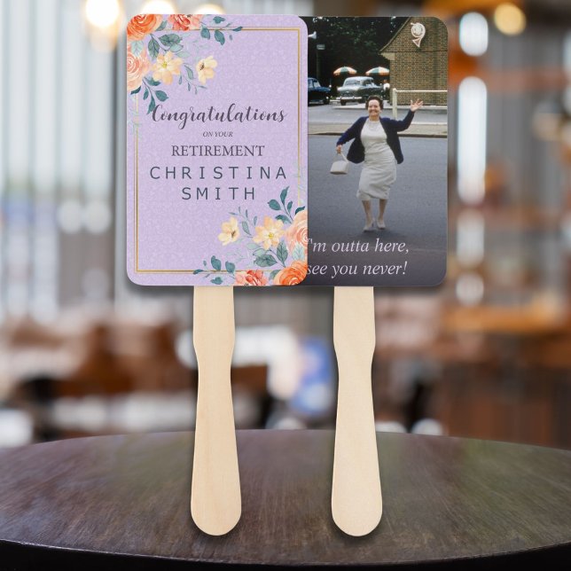 Leque Partido Românico de Aposentação de Aquarelas Flora (Romantic Chic Floral Watercolor Retirement Party Hand Fan)