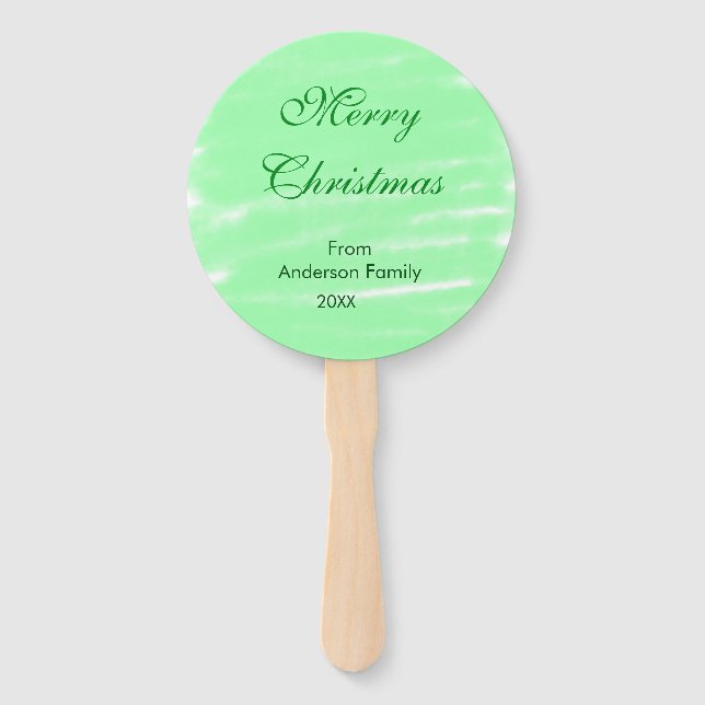 Leque Pastel verde aquarela feliz natal moderno (Frente)