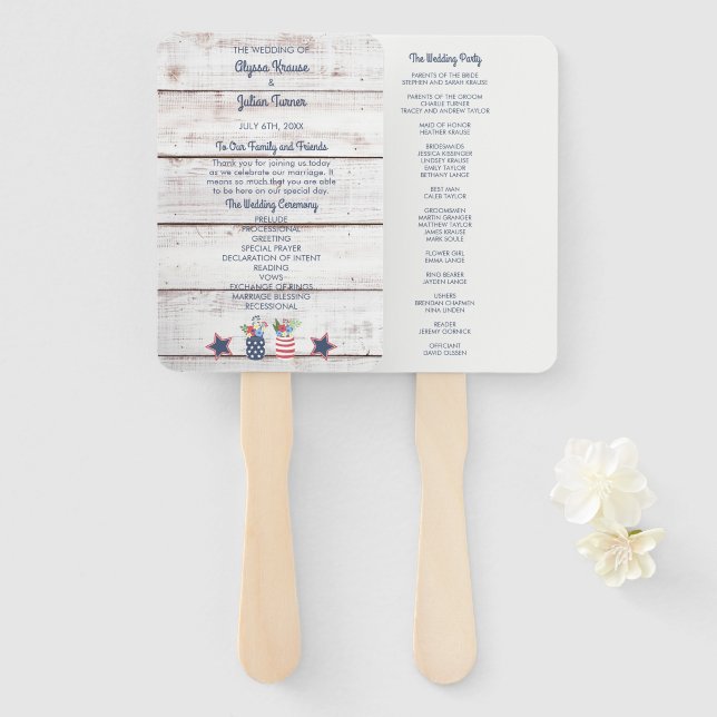 Leque Patriotic Love Quarto de Julho Cerimônia de Casame (Frente e Verso)