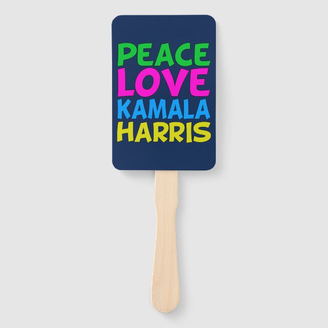 Leque Peace Love Kamala Harris Cute Blue (Frente)