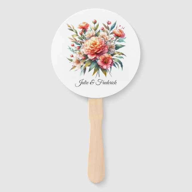 Leque Peach Fuzz Floral Wedding (Frente)