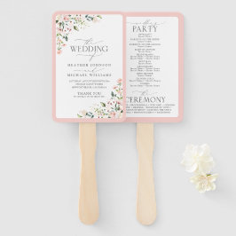 Leque Peach Pink Watercolor Floral Wedment Program