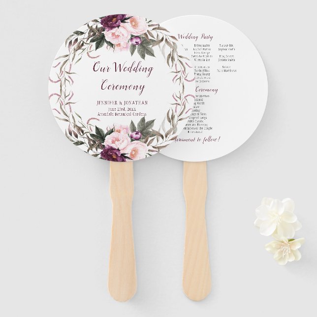 Leque Peônias de Lavanda de ameixa roxas Ventiladores re (Frente e Verso)