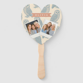 Leque Personalizado Blue Owl Vintage Woodland Cottagecor