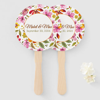 Leque Personalizado Finalmente Água Floral Aquarela
