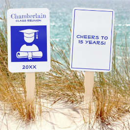 Leque Personalizar Branco Azul de Reunião de Classe