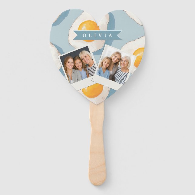 Leque Personalized Fried Egg Pattern Fun Blue Funny (Frente)