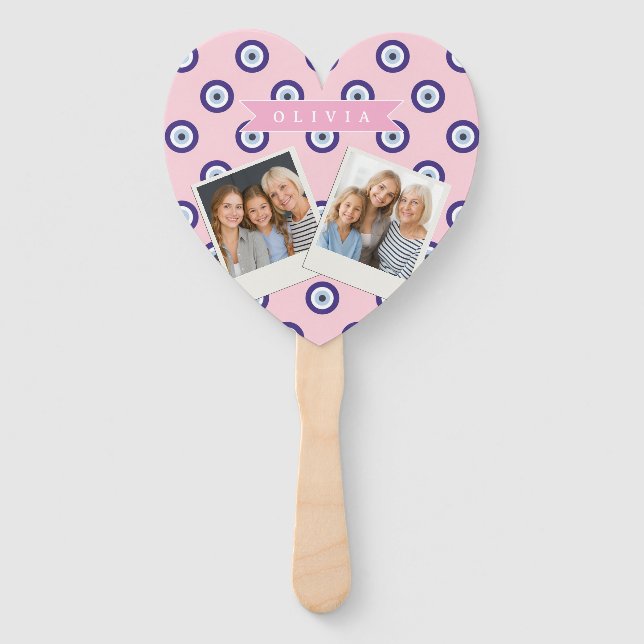 Leque Personalized Pink Evil Eye Pattern Gifts With Name (Frente)
