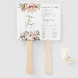 Leque Pêssego pálido e Programa de Casamento Floral Rosa