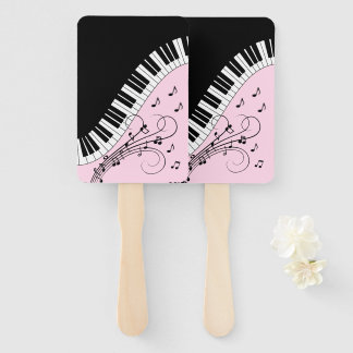 Leque Piano Keyboard Black and White Music Design Pink
