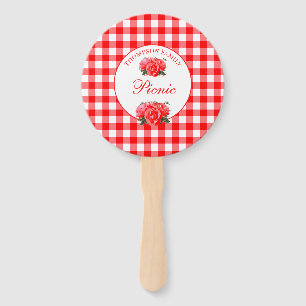 Leque Picnic Red Gingham Buffalo Xadrez Cheque Verão