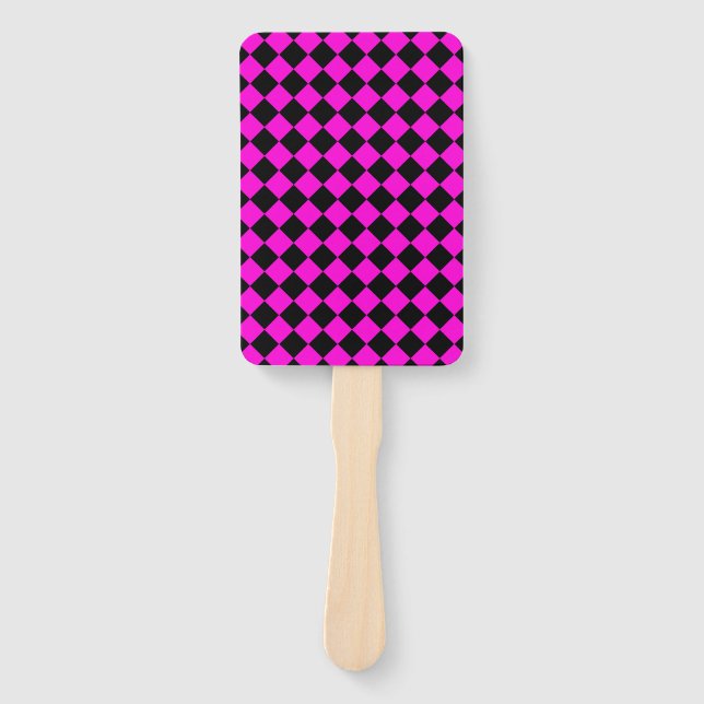 Leque Pink Black Checker Diamond Pattern (Frente)
