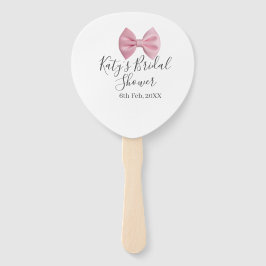 Leque Pink bow bridal shower name date pastel stylish te