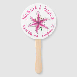 Leque Pink Lily Flower Party Wedden Program