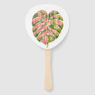 Leque Pink Tartan Scottish Monstera Watercolour Botanic