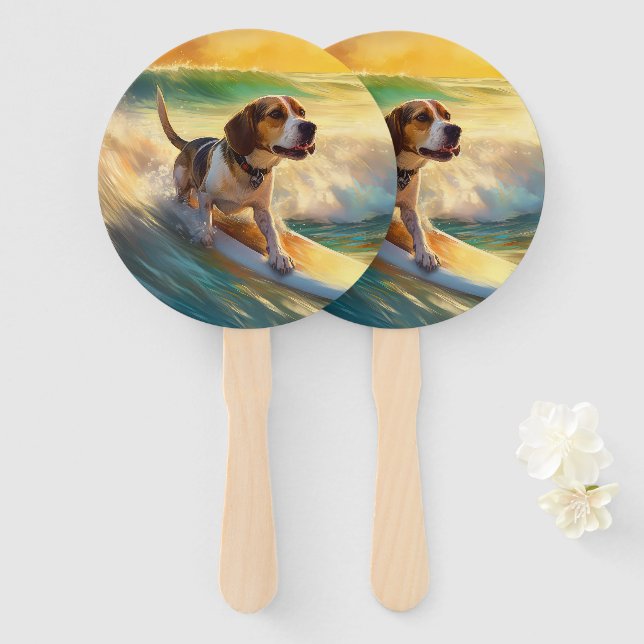 Leque Pintura de Surf da Praia Beagle (Frente e Verso)