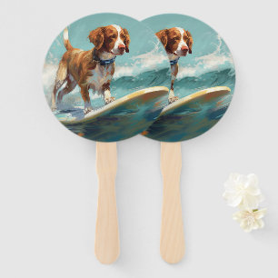 Leque Pintura de Surf na Praia do Brittany Spaniel