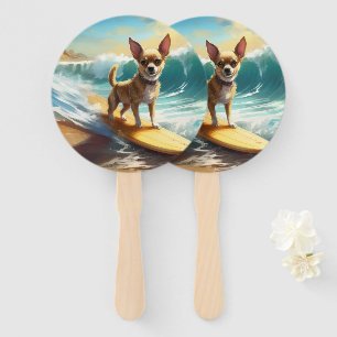 Leque Pintura de surfe na praia de Chihuahua