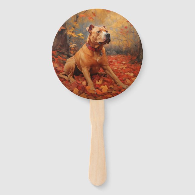 Leque Pitbull no outono Folhas caem inspiração (Frente)