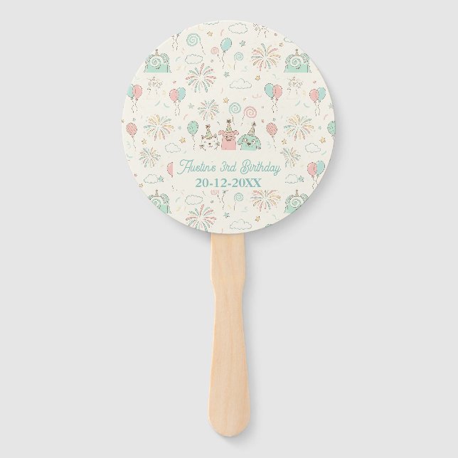 Leque Playful Sweet and Three Kids Birthday  (Frente)