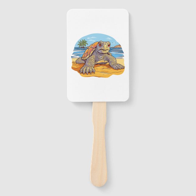 Leque Praia de desenho animado de tartaruga (Frente)