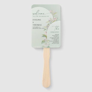 Leque Primavera boho arch verde blush fã de mão floral