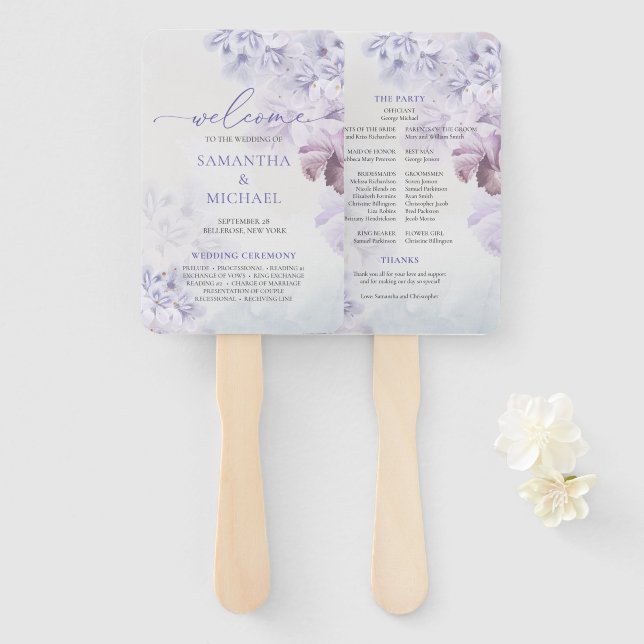 Leque Primavera roxo moderno, fã de casamento do boho fl (Frente e Verso)