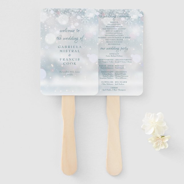 Leque Primeiros Flocos de Neve Programa de Casamento de  (Frente e Verso)