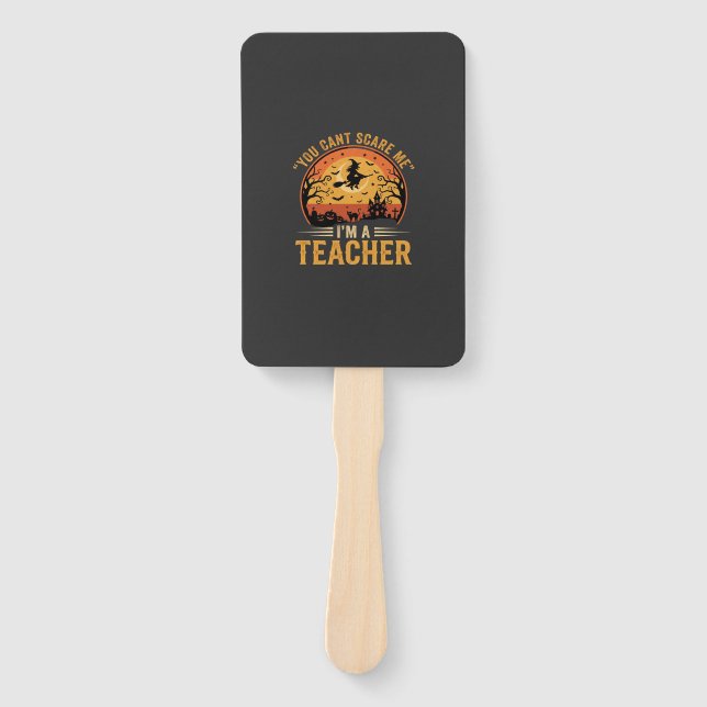 Leque Professor de Halloween Bruxa Gato Design (Frente)