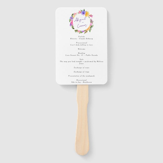 Leque Programa Amarelo Violeta Violeta Casual Vibrante (Frente)