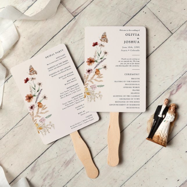 Leque Programa Boho Wedding (Boho Wedding Program Hand Fan
)