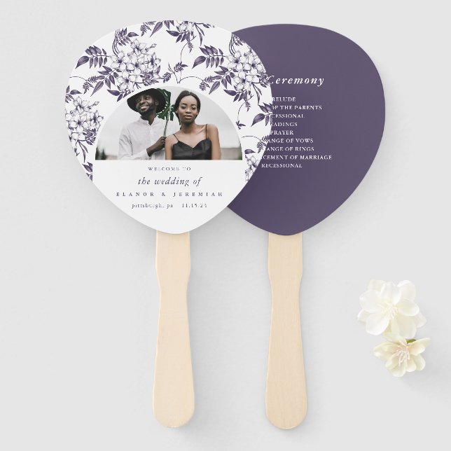 Leque Programa bonito de Casamento de Arcos Florais (Frente e Verso)