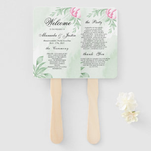 Leque Programa Casamento Boho Watercolor Eucalyptus
