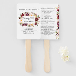 Leque Programa Casamento Bordado de Marsala