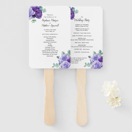 Leque Programa Casamento Botânico Eucalyptus Blooms Roxo