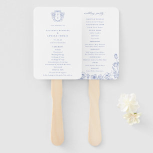 Leque Programa Casamento de Monograma de Paixão Azul Reg