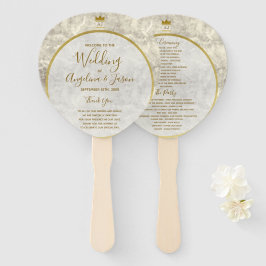 Leque Programa Casamento Dourado Marble